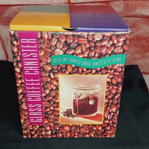 Dunkin Donuts Vintage 1996 Glass Coffee Bean Canister With Scoop! Holds 1 lb - Picture 13 of 15